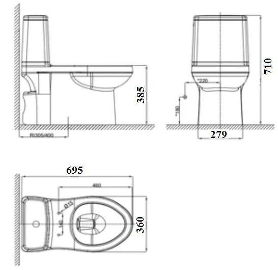 Bản vẽ bồn cầu VF-1858 American Standard