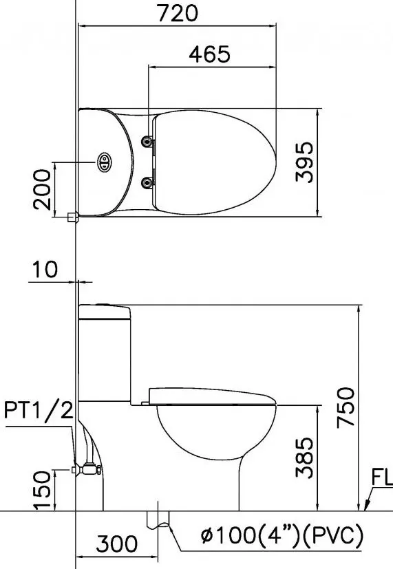 ban-ve-bon-cau-caesar-cd1349taf200h Bản vẽ kích thước bồn cầu CD1341 nắp rửa TAF200H