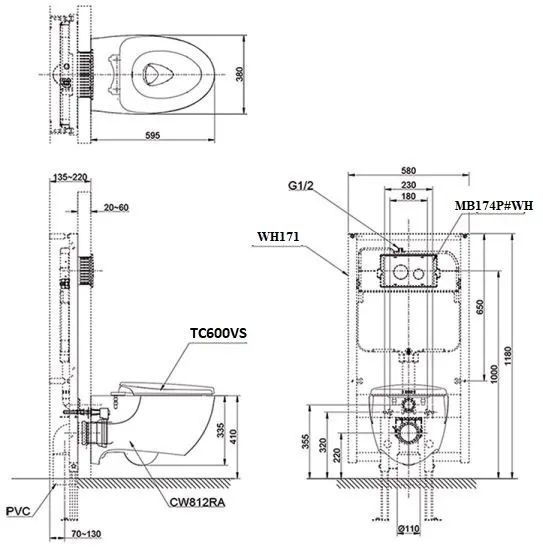 ban-ve-bon-cau-toto-cw812ra-tc600vs-wh171-mb174p-wh Bản vẽ kỹ thuật xí bệt TOTO CW812RA TC600VS WH171 MB174P#WH