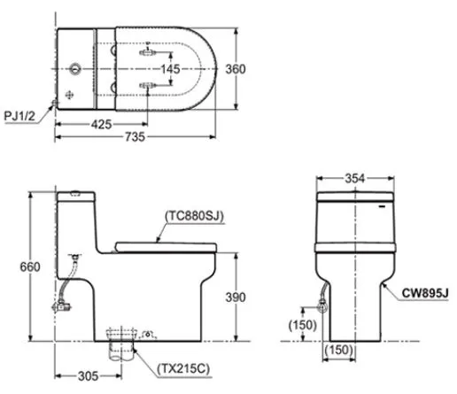 ban-ve-bon-cau-toto-cw895jw Bản vẽ kỹ thuật bàn cầu TOTO CW895