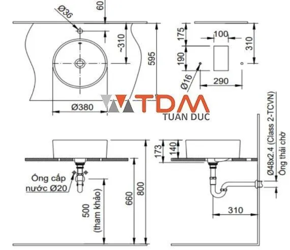 Bản vẽ chậu rửa mặt INAX AL 295