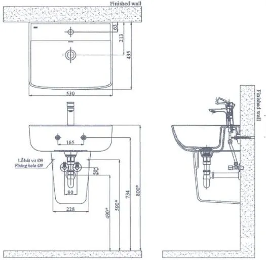ban-ve-lavabo-inax-l-312v Bản vẽ bồn rửa mặt lavabo đặt bàn INAX L312V