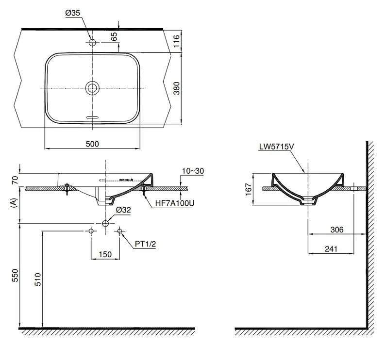 Bản vẽ bồn rửa mặt TOTO LT5715