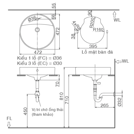 Bản vẽ bồn rửa mặt lavabo INAX L294V