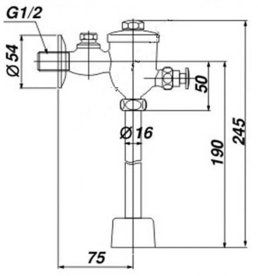Bản vẽ kỹ thuật van nhấn tiểu Inax UF 7V