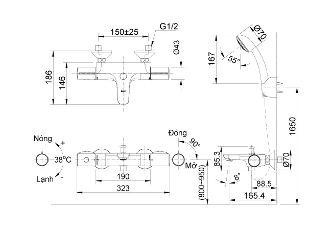 ban-ve-voi-ianx-bfv-3413t-8c Bản vẽ kỹ thuật vòi sen INAX BFV-3413T-8C nhiệt độ