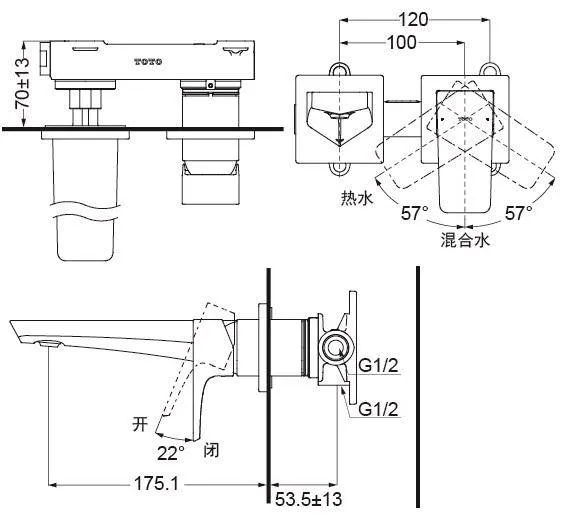 ban-ve-voi-lavabo-toto-tlg07307b Bản vẽ vòi lavabo TLG07307B TOTO gắn tường