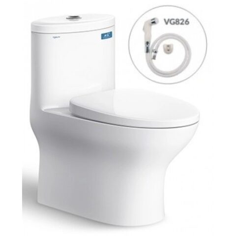 Bồn Cầu Viglacera V37S Xả Xoáy Nắp Êm V37 + Vòi Xịt VG826 Bồn Cầu Vệ Sinh