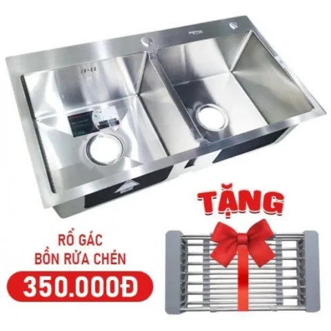 Bồn Rửa Chén Sơn Hà HM.X.2C.82.2.3 Inox 304 Chậu Rửa Chén