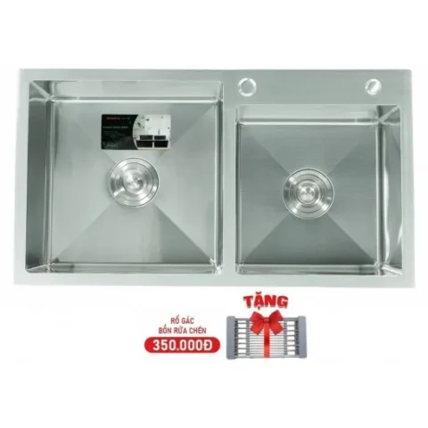 Bồn Rửa Chén Sơn Hà HM.X.2C.82.2.2 Inox 201 Chậu Rửa Chén