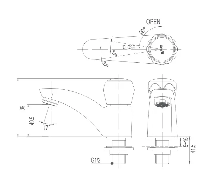 lf2-1 Bản vẽ kỹ thuật vòi lạnh inax LFV-12AP