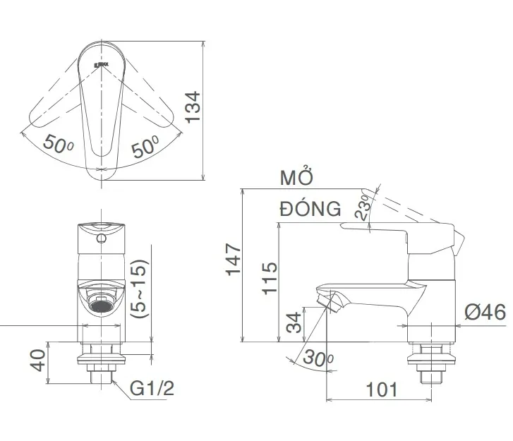 lv Bản vẽ kỹ thuật vòi lạnh inax LFV-21S