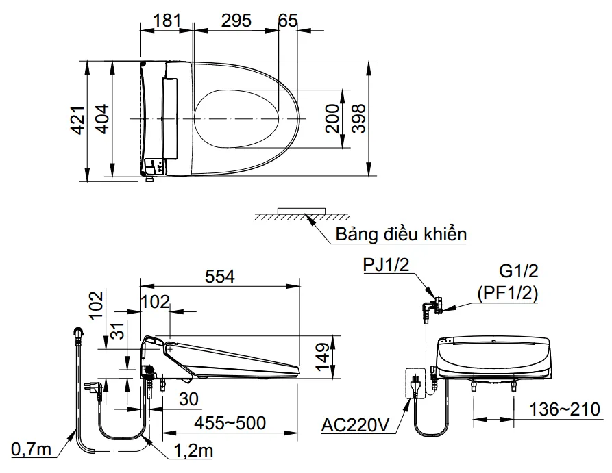 nap-rua-dien-tu-inax-ka22avn Bản vẽ kỹ thuật nắp thông minh INAX CW KA22AVN