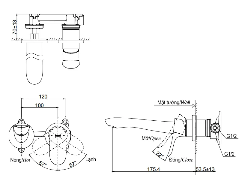 voi-lavabo-gan-tuong-toto-tlg01311b Bản vẽ kỹ thuật vòi TOTO TLG01311B