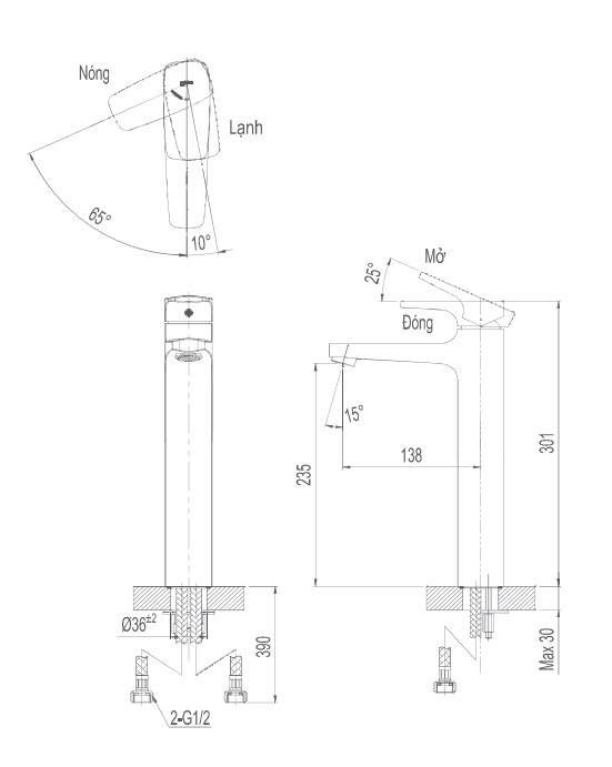 Bản vẽ kỹ thuật vòi lạnh inax LFV-5000SH