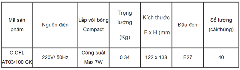 Chao đèn downlight C CFL AT03/100 CK