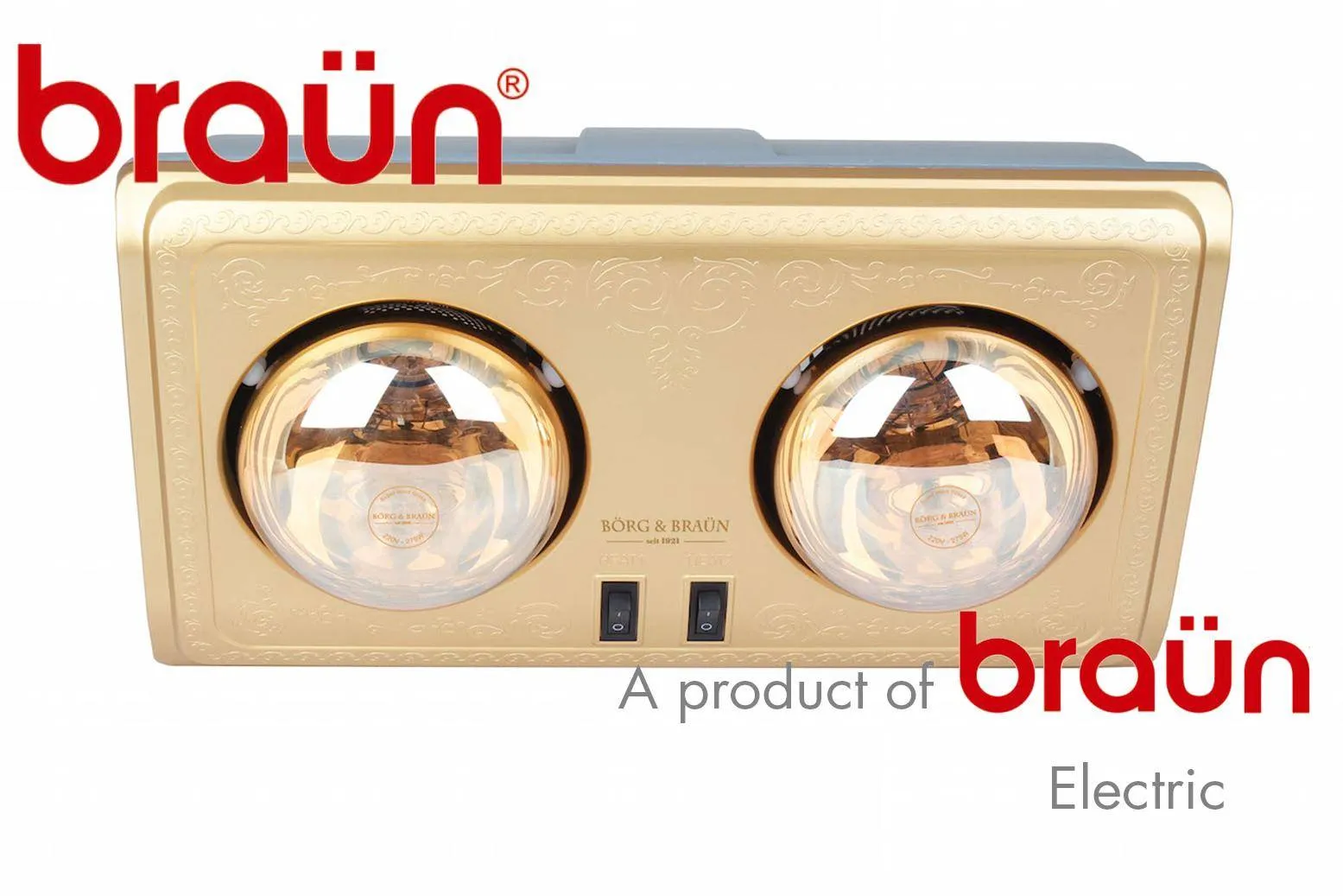 Đèn sưởi BORG& BRAUN 2 bóng vàng BU2