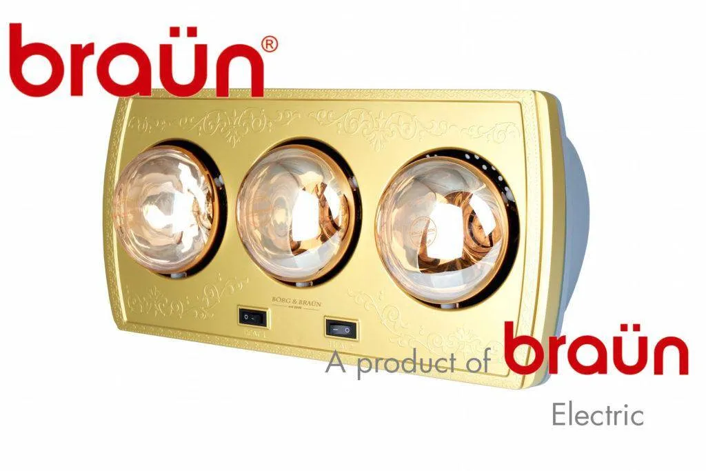 Đèn sưởi BORG& BRAUN 3 bóng vàng BU3