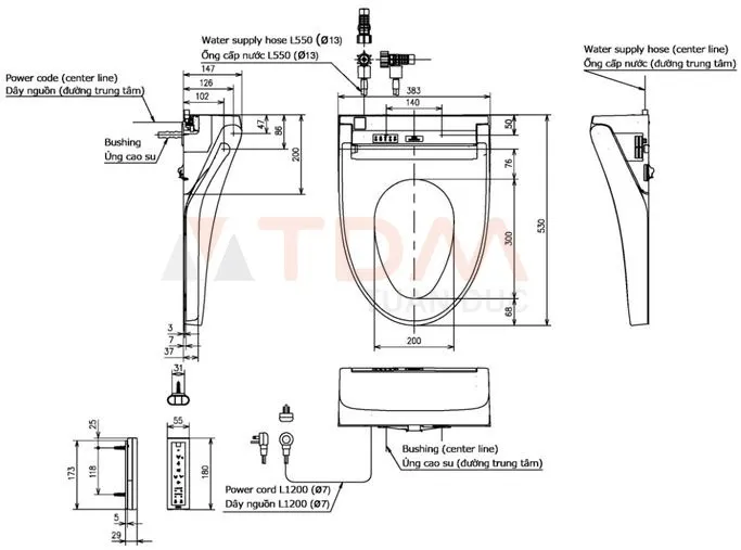 ban-ve-toto-tcf24410aaa-1 Bản vẽ kích thước nắp rửa Washlet TOTO TCF24410AAA