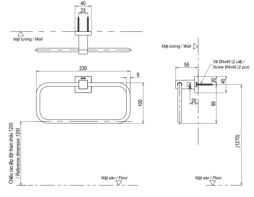 ban-ve-vong-treo-khan-toto-ytt408v Bản vẽ khung treo khăn YTT408V TOTO