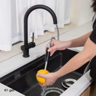 Vòi rửa bát Kluger KLF0008SB màu đen dây rút nóng lạnh thế hệ mới Vòi rửa bát Kluger KLF0008SB màu đen dây rút nóng lạnh thế hệ mới