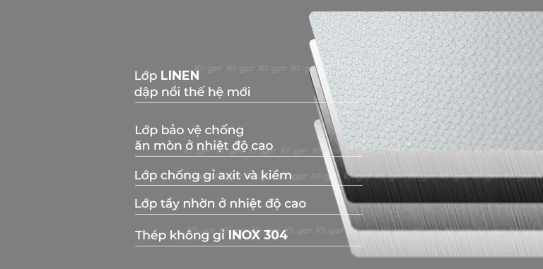 Bề mặt LINEN hạn chế vết trầy xước chậu rửa bát 1 hố Kluger KF7848FS DO Plus Bề mặt LINEN hạn chế vết trầy xước chậu rửa bát 1 hố Kluger KF7848FS DO Plus