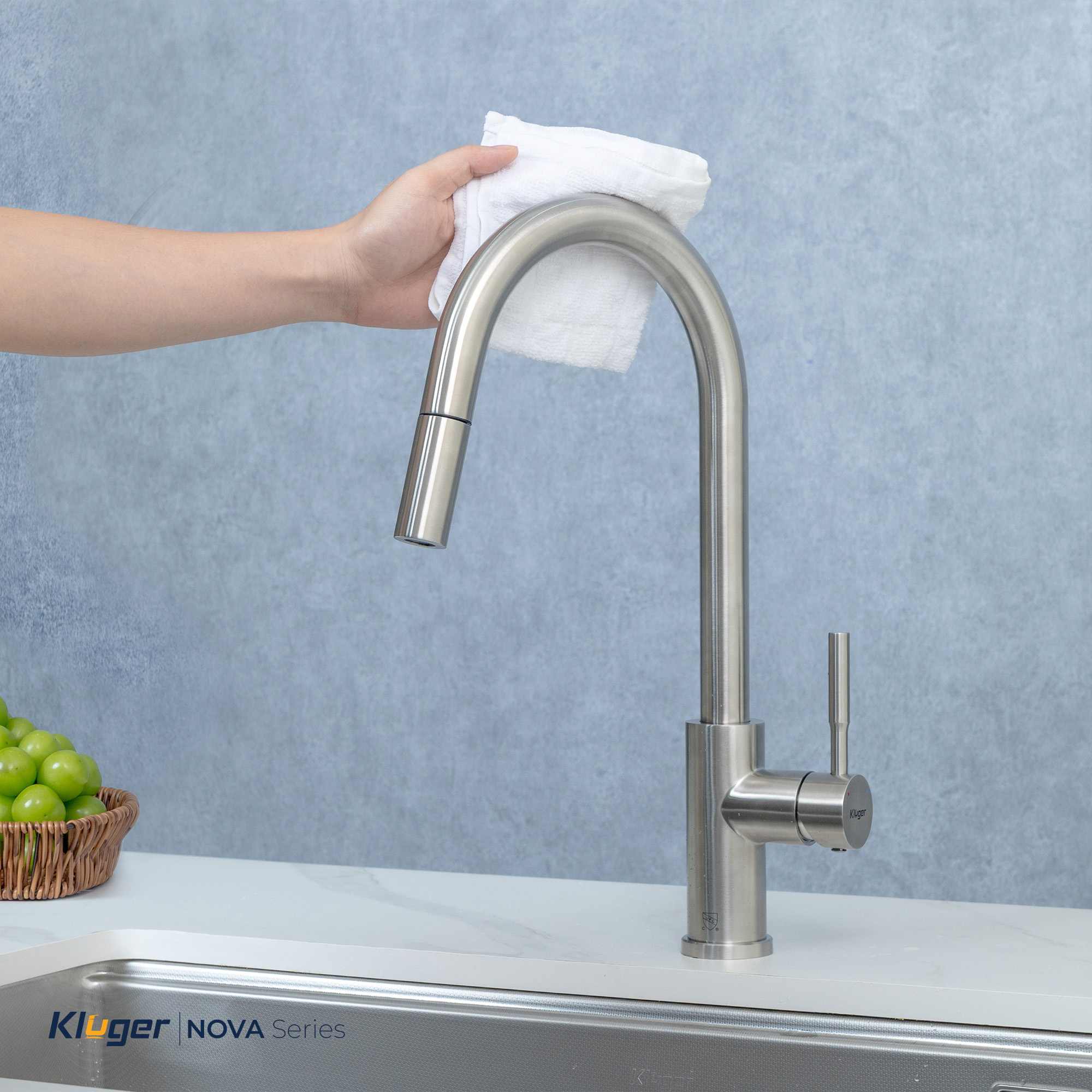 Vòi rửa bát Kluger KLF0031S thế hệ mới, bề mặt Satin chống bám dấu vân tay