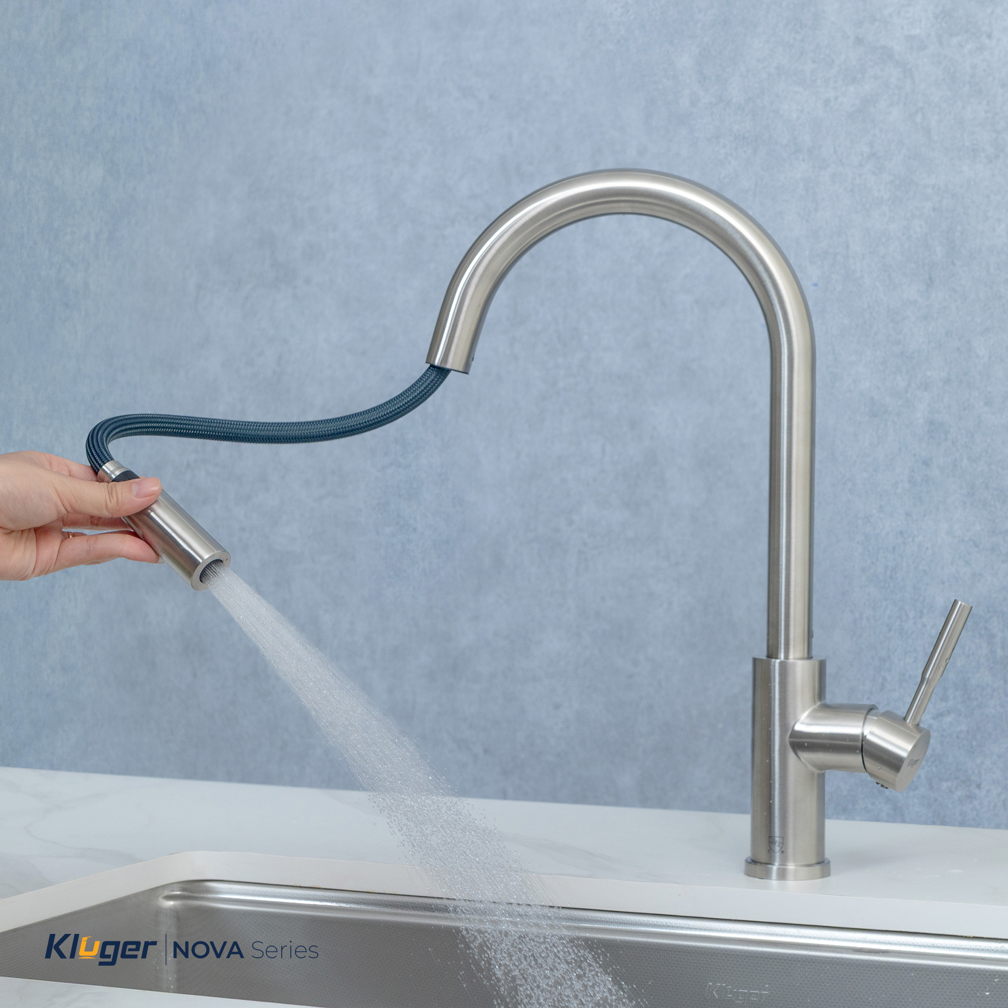 Vòi rửa bát Kluger KLF0031S thế hệ mới, bề mặt Satin chống bám dấu vân tay