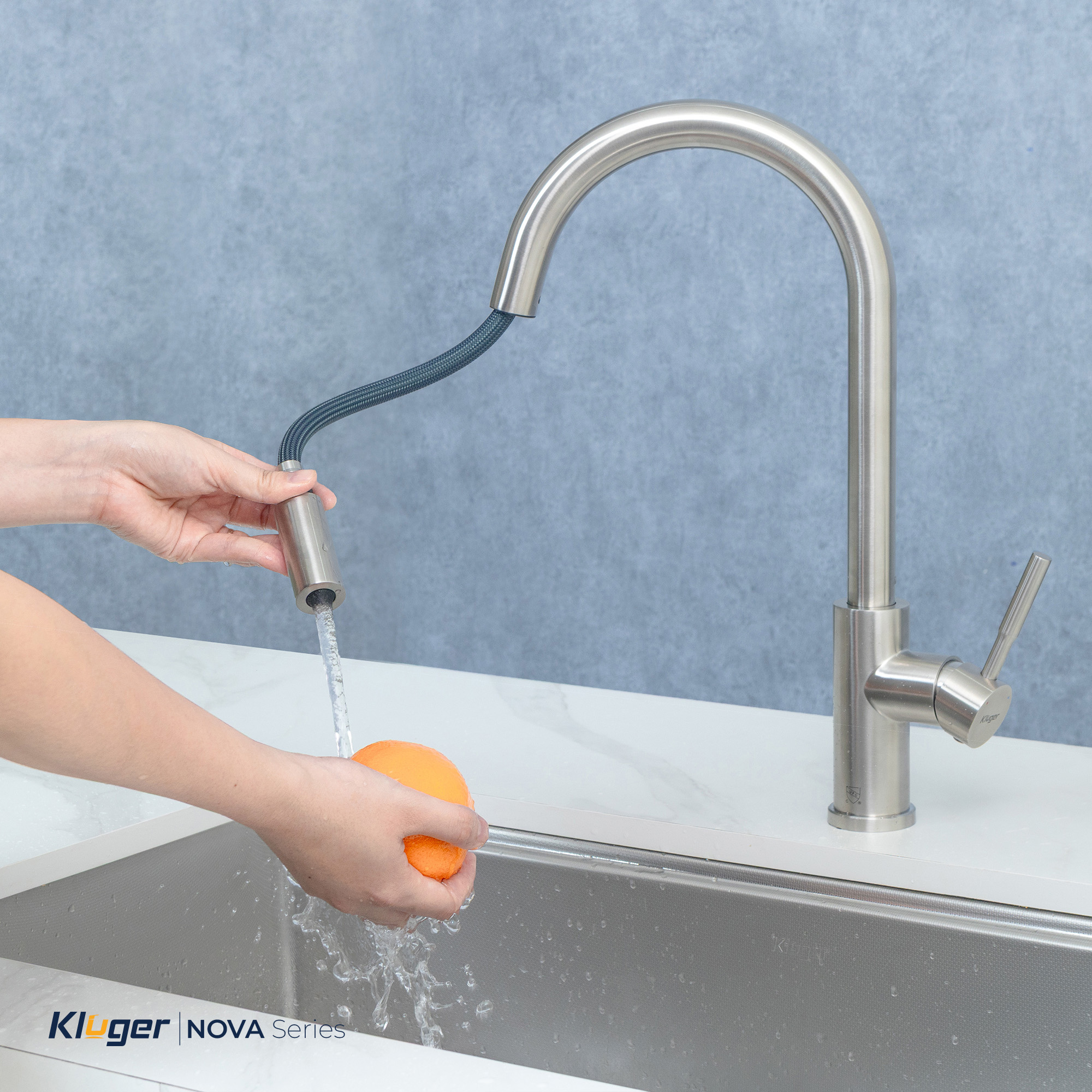 Vòi rửa bát Kluger KLF0031S thế hệ mới, bề mặt Satin chống bám dấu vân tay