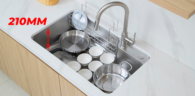 Thiết kế sâu lòng chậu rửa bát Kluger KH8050FS Plus Thiết kế sâu lòng chậu rửa bát Kluger KH8050FS Plus