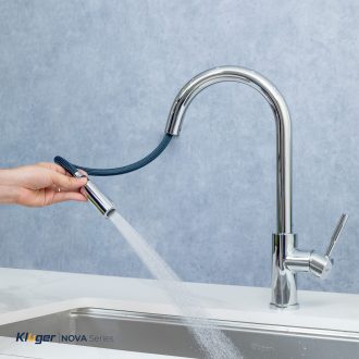 Vòi rửa bát Kluger KLF0031C thế hệ mới, bề mặt mạ Chrome sáng bóng, dễ vệ sinh