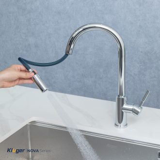 Vòi rửa bát Kluger KLF0031C thế hệ mới, bề mặt mạ Chrome sáng bóng, dễ vệ sinh