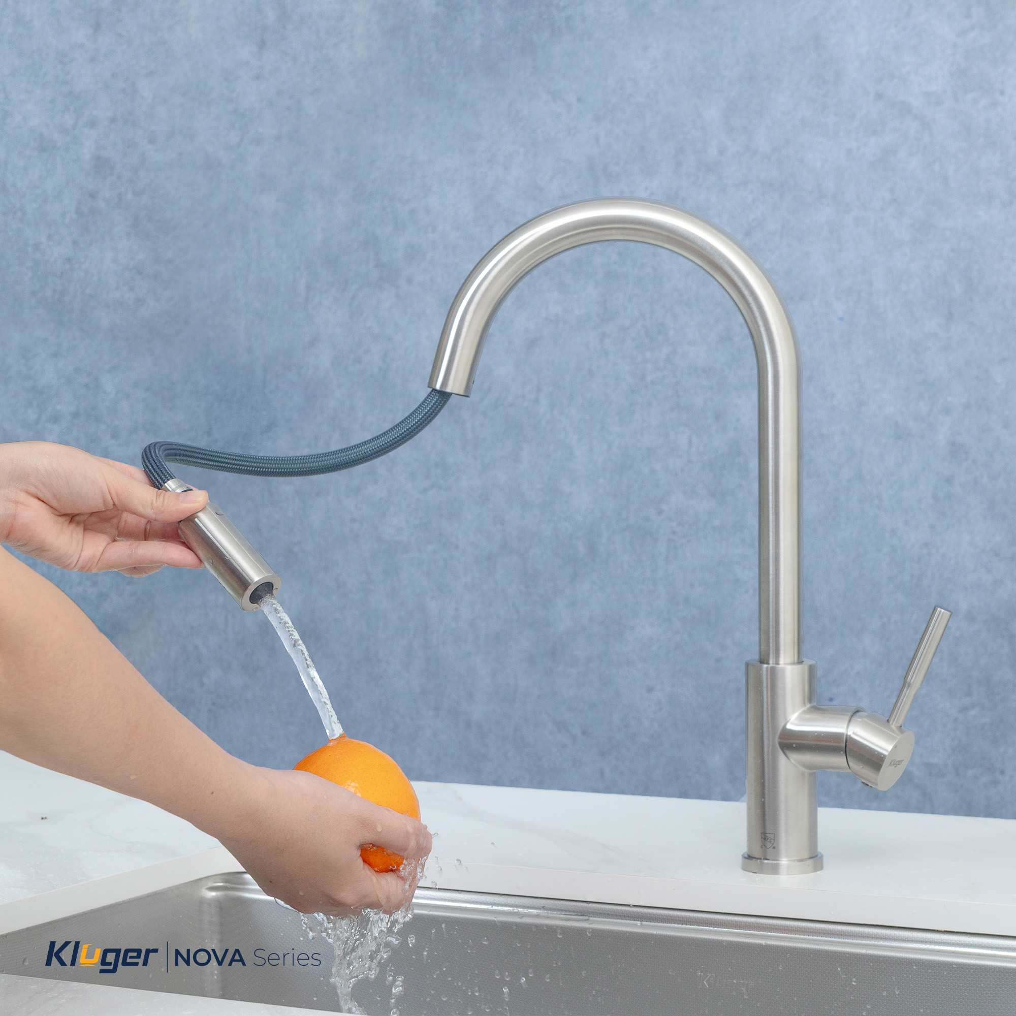 Vòi rửa bát Kluger KLF0031S thế hệ mới, bề mặt Satin chống bám dấu vân tay
