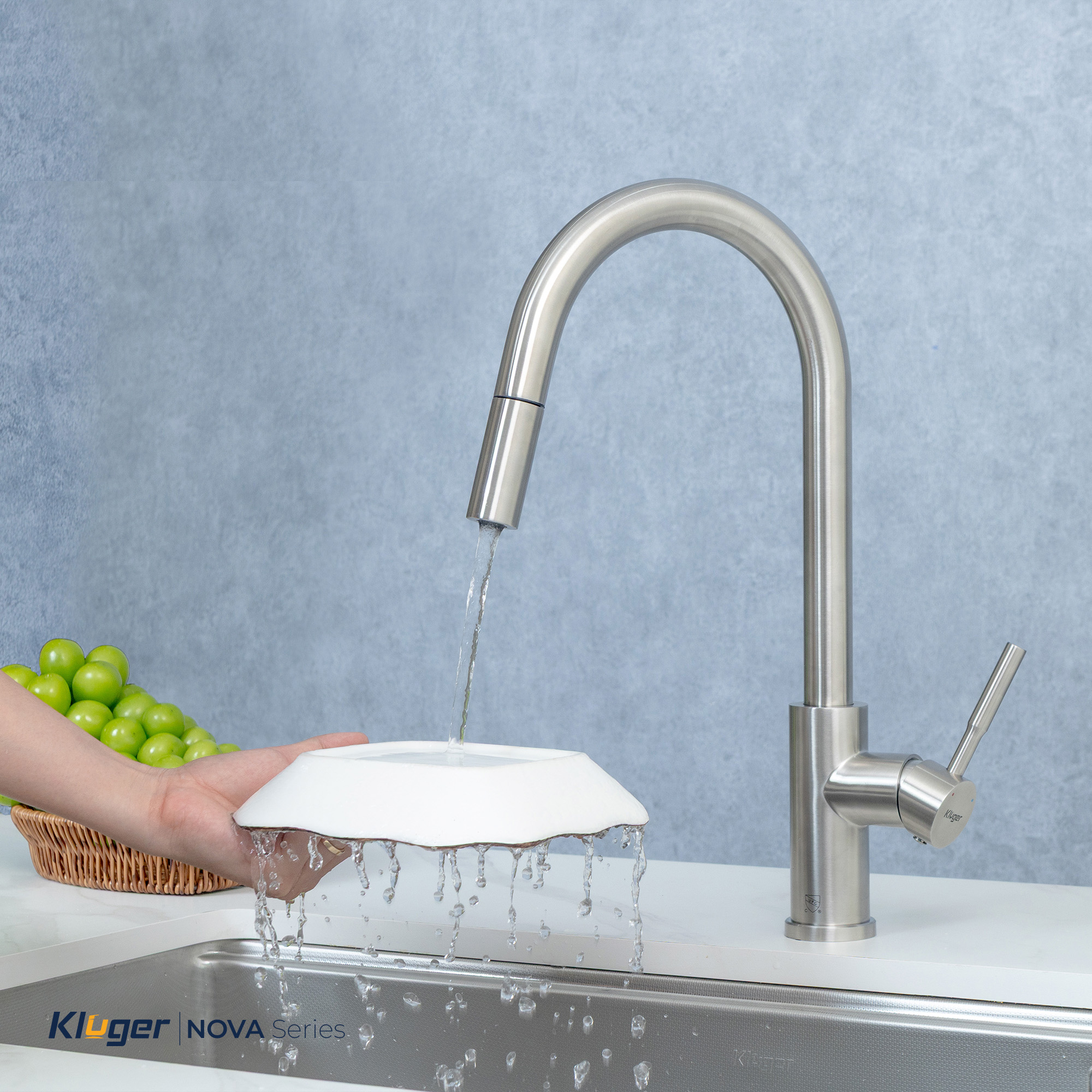 Vòi rửa bát Kluger KLF0031S thế hệ mới, bề mặt Satin chống bám dấu vân tay